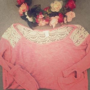 Lace back sweater